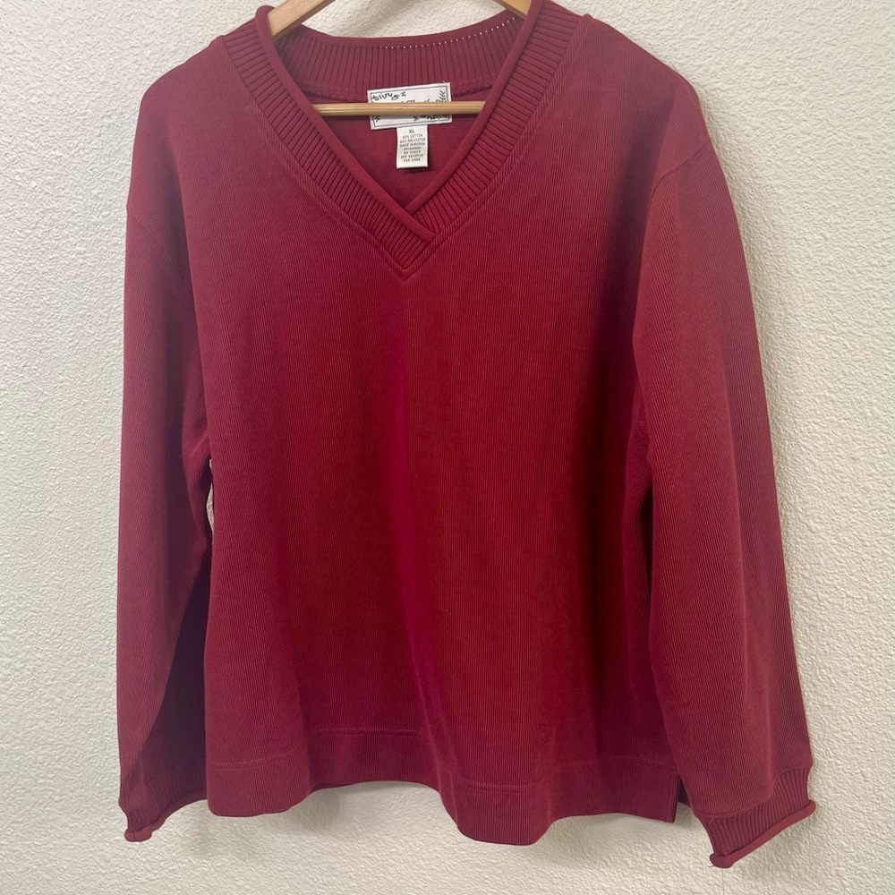 Croft & Barrow Deep Red V-Neck Women's Sweater